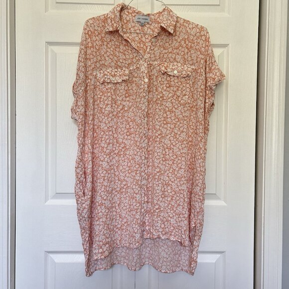 Lost + Wander Dresses & Skirts - Lost + Wander Pick Me In The Desert Peach Floral Button Up Tunic Shirt Dress XL/